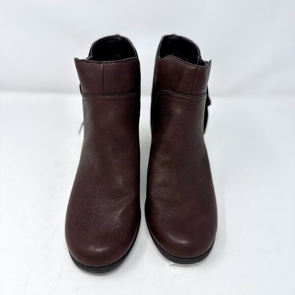 Aerosoles Acrobatic Ankle Boots Brown Block Heel Zip Booties Comfortable 8.5 - Picture 2 of 8